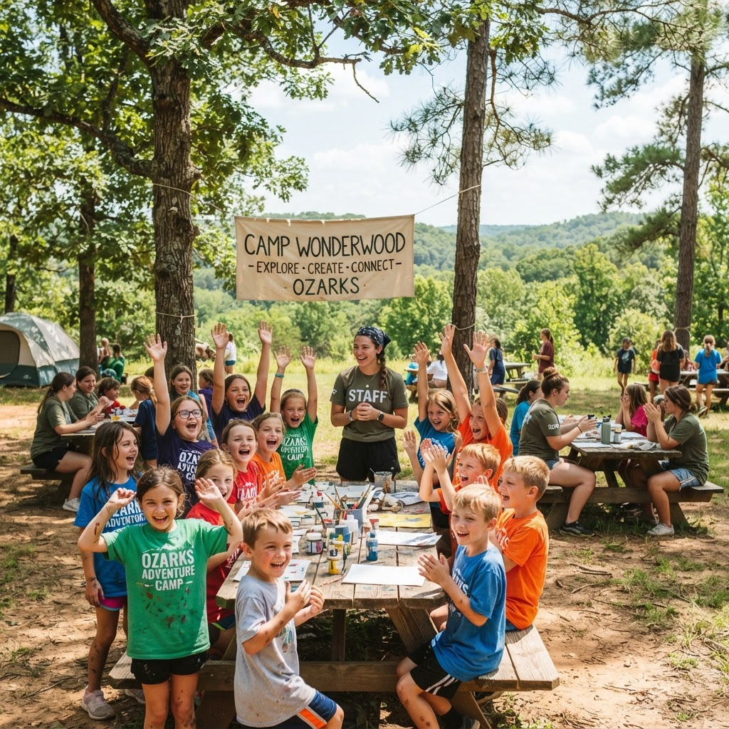 Children and volunteers gathered outdoors for a summer club